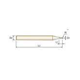 Carbide X5070 End Mills Plain Shank G8A50 Series 2 Flute Miniature with Corner Radius (METRIC) - Big-tools Industrial Supply Tools for Metal Cutting